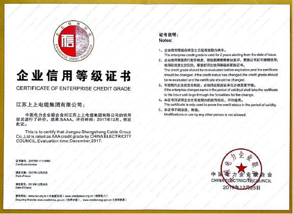 ag真人国际电缆再次通过AAA级电力行业企业最高信用品级复评