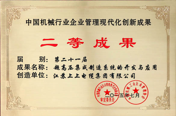 ag真人国际电缆获评“中国机械行业企业治理现代化立异效果二等效果”