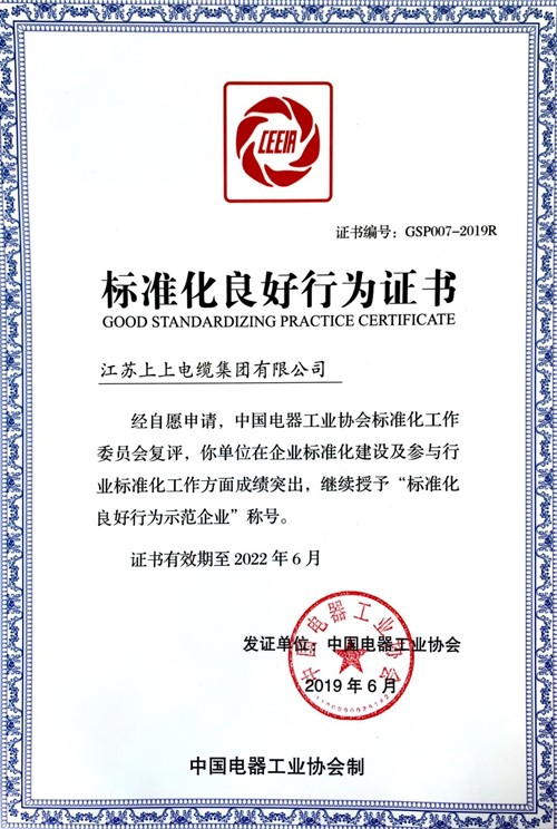 ag真人国际电缆顺遂通过“标准化优异行为树模企业”复评